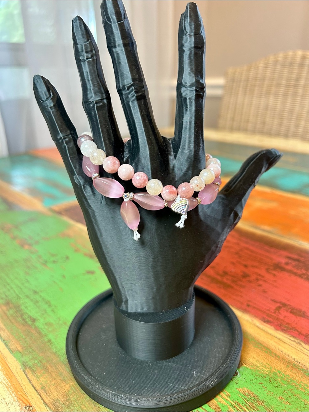 Boutique Pink Quartz & Rose Quartz Beaded Stretch Bracelet Set